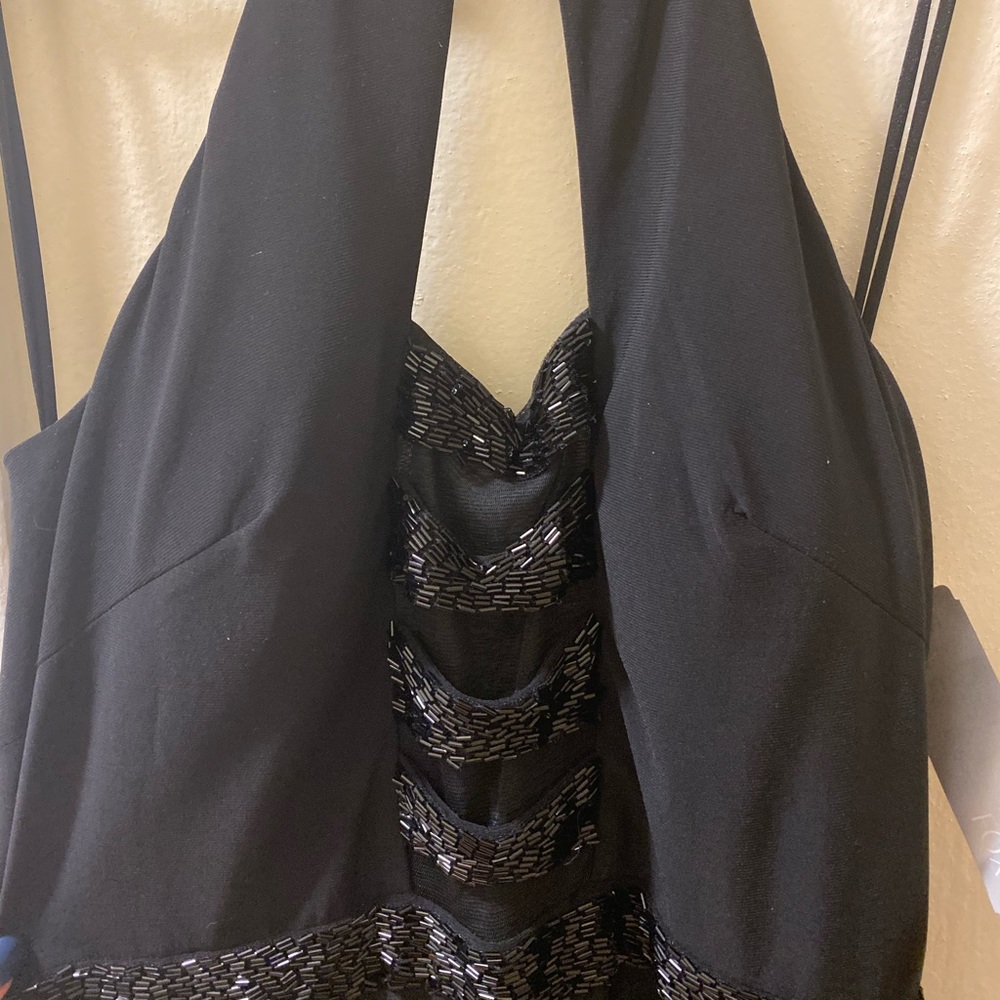 Amazing black dress. Halter beaded neck choker